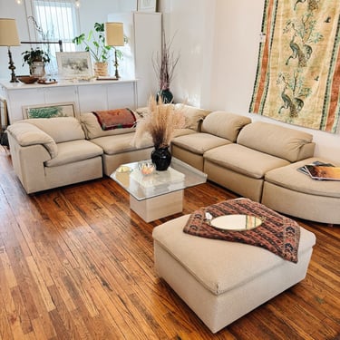 70s Neutral Modular 7 Piece Sectional