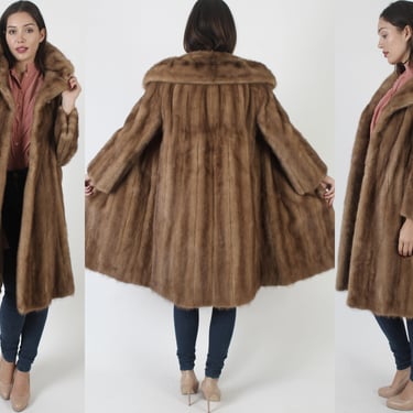 Margot Tenenbaum Costume Jacket / Autumn Haze Mink Fur Coat / Large Fur Back Roll Shawl Collar / Vintage Tan Stroller Mid Length 