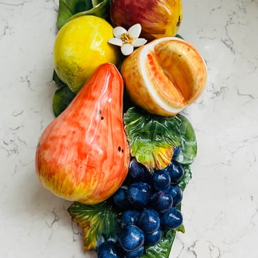Rare_Vintage Capodimonte Majolica Ravello SA Italy Fruit and Floral Wall Decor by LeChalet