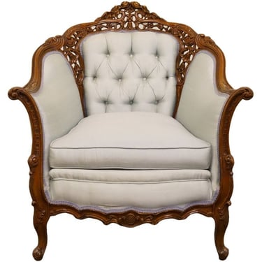 COLONIAL HANDCRAFTED Louis XVI French Provincial Ornately Carved Accent Arm Chair 