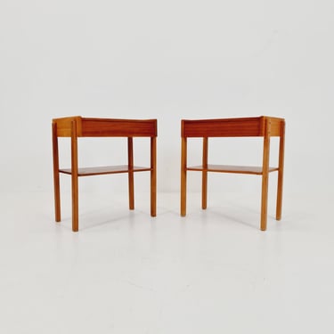 Pair of Swedish Midcentury Teak Vintage Side table/ Bedside table/ Night stand by Carlström & Co, 1960s 