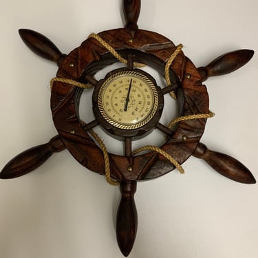 Vintage Ship Wheel Wall Thermometer- Works! 