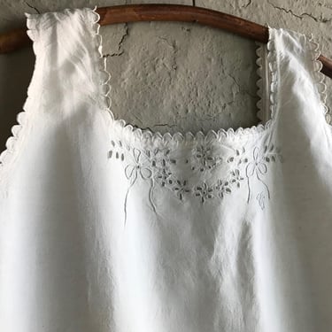 French Linen Nightgown, Floral Ribbon Bow, Embroidered Monogram, Nightdress, Chemise, Shift Dress, French Farmhouse 