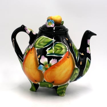 vintage Blue Skye Clayworks Icing on the Cake Pear Teapot 2004 J McCall 