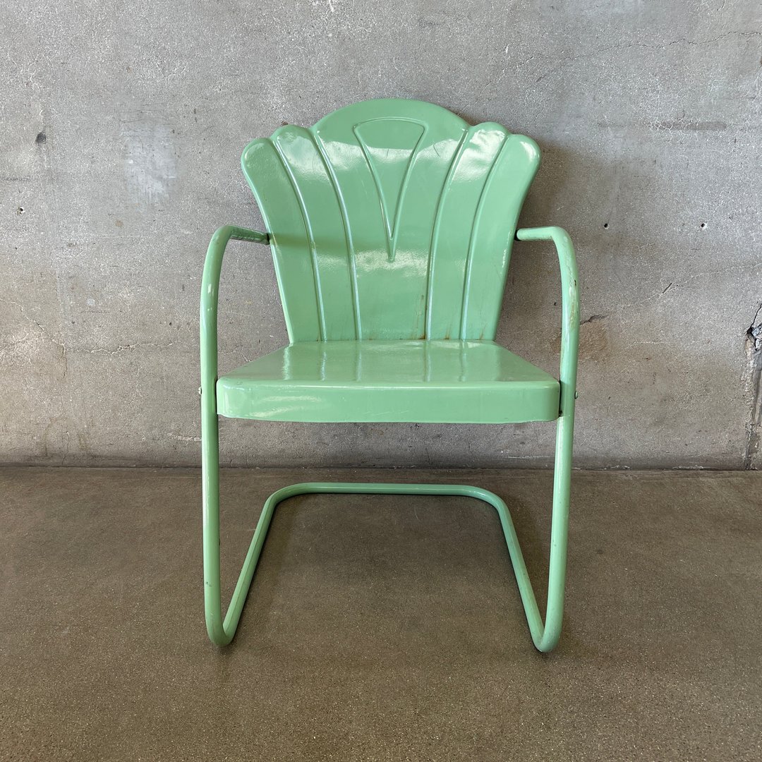 1950's Metal Green Shell Motel Patio Chair Urban Americana Long