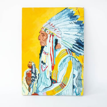 Native America Portrait Painting- Signed Elsie T 