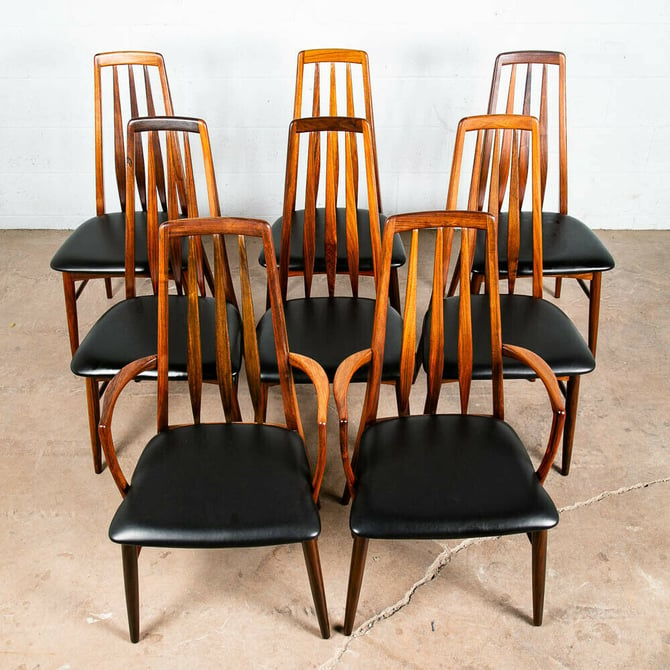 Mid Century Danish Modern Dining Chairs Set 8 Kofoed Eva Armchairs Rosewood Mcm