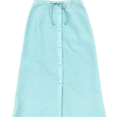 1960s Courreges Baby Blue Button Front Skirt