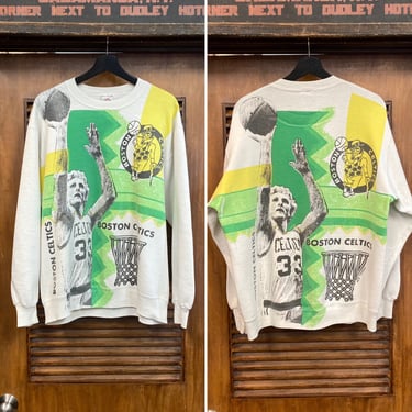 Vintage 1980’s Larry Bird Boston Celtics Basketball 2-Sided Original Sweatshirt, 80’s Jerzees, Vintage Clothing 
