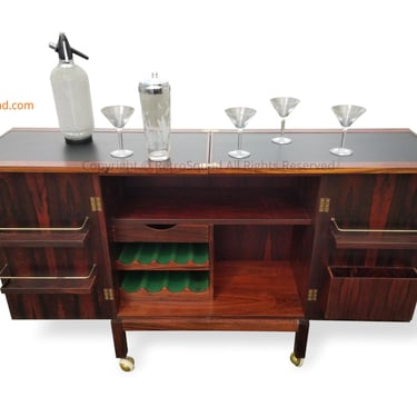 Danish Modern MCM Brazilian Rosewood Flip Top Dry Bar By Torbjorn Afdal for Bruksbo NEAR MINT Denmark 