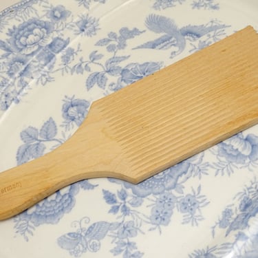 Antique German Grooved Wooden Butter Paddle Mold, Vintage Farm House Decor, West Germany 