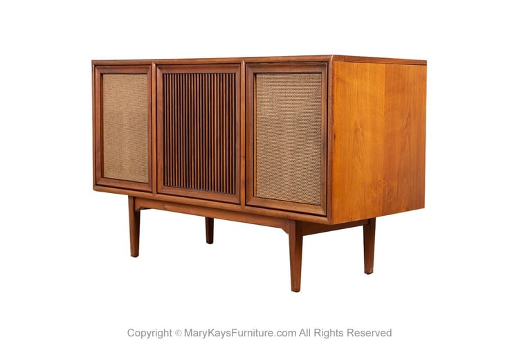 Mid-Century Walnut Stereo Console Drexel Declaration 