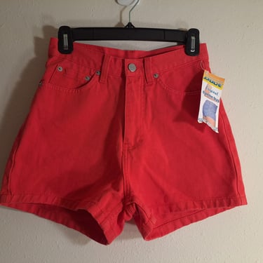 Vintage 90s Red Jordache High Waist Denim Shorts, Size 27 