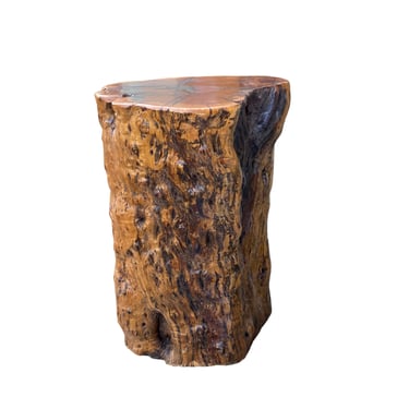 Raw Wood Rough Grain Finish Irregular Shape Short Stool Table cs7538E 