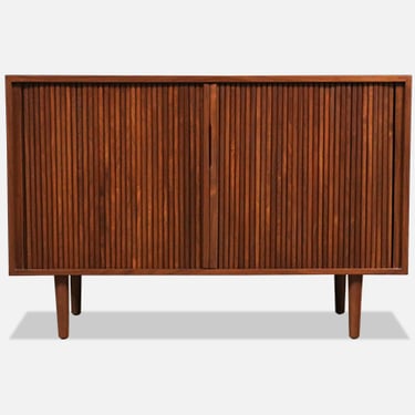California Modern Walnut Tambour-Door Credenza by Barzilay
