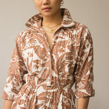 1980s Tropical Print Cotton Jumpsuit 