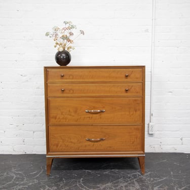 Vintage MCM small apt size walnut chestnut wood 4 drawer dresser by Longstrom Furniture 02 | Free delivery in NYC and Hudson Valley areas 