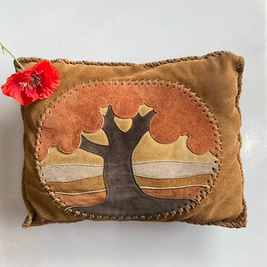 Suede 70s Tree Throw Pillow