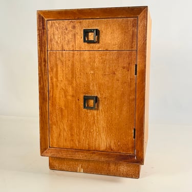 Small Patinated Walnut Midcentury Night Stand or Cabinet