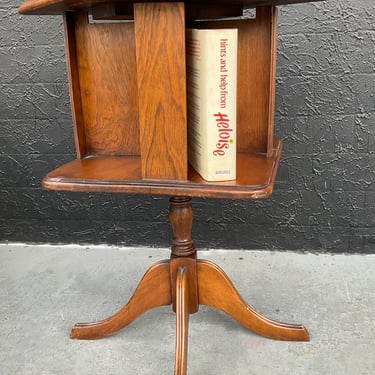 Side Table with Rotating Book Shelf