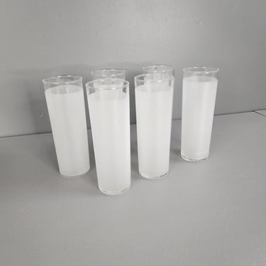 Set of 6 Frosted White Highball Drinking Glasses 