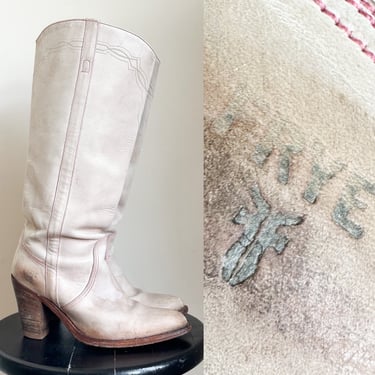 Vintage 2000s Frye Pale Pink Leather Boots / women's 8.5 