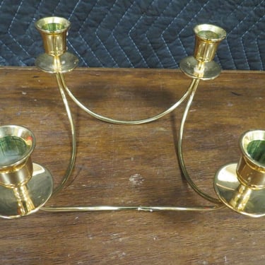 Vintage Brass 4 Candle Holder Table Centerpiece Candlestick Candelabra 