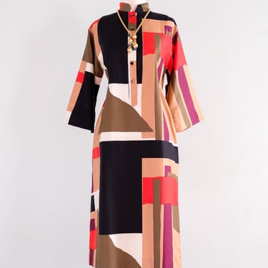 Vintage 1970's Modernist Geometric Art Dress by Catherine OGUST / ML