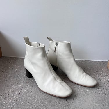 STUDIO Sale white leather Everlane Block Heel day boots | Made In Italy | women 8.5 