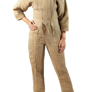 1980S Ecru Cotton Blend Jumpsuit 