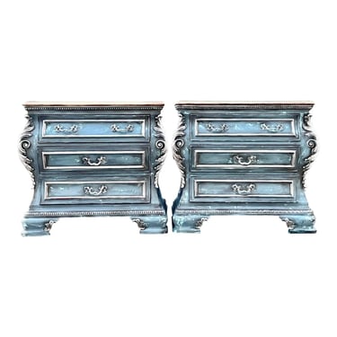 Thomasville Chateau Provence Three Drawer Bombay Oversized Nightstands or Commodes - a Pair 
