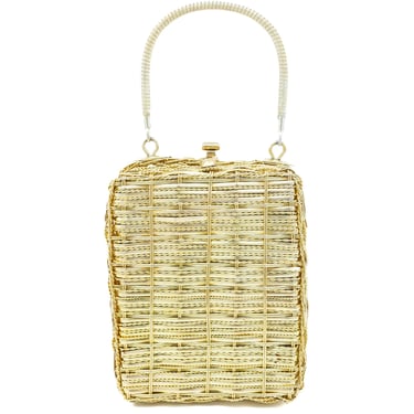 Gold Metallic Basket Bag