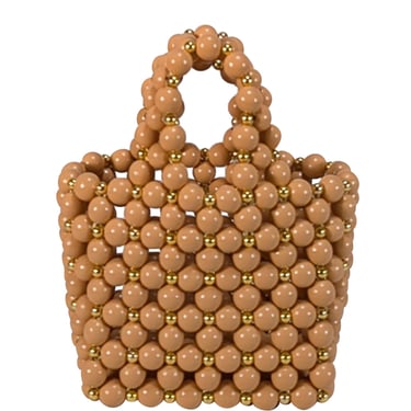 Vanina - Tan & Gold Beaded Mini Handbag