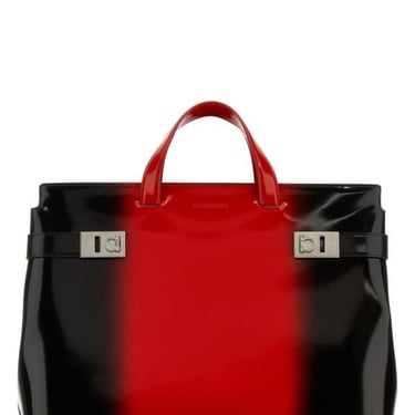 SALVATORE FERRAGAMO Two-Tone Leather Fashion Show Handbag