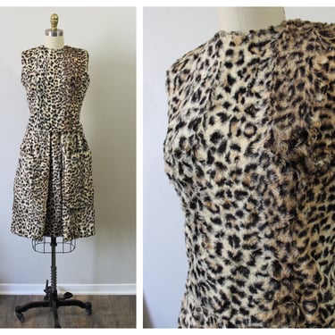Vintage 1960s 60s Nelly de Grab Faux Leopard Two Piece Button Back Top and Matching Skirt Set MEOW  // US 6 8 small medium 