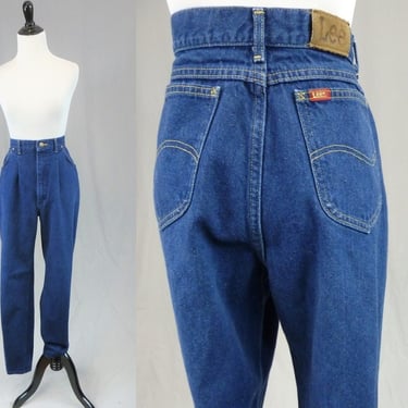 80s 90s Mom Jeans - 30 waist Blue Denim Pants - Small Pleats High Waisted Lee Jeans - Vintage 1980s 1990s - 30x31 - 31