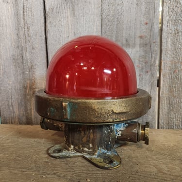 Vintage Maritime Ceiling Light with Red Shade 7