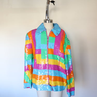 80s Vintage Silk Sequin Jacket