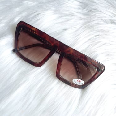 Vintage 80s Chunky Square Translucent Red Sunglasses 
