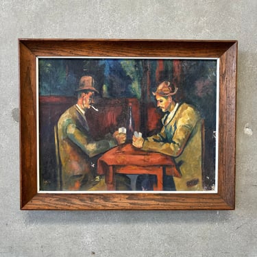 Vintage Paul Cezanne &quot;The Card Players&quot; Oil on Canvas