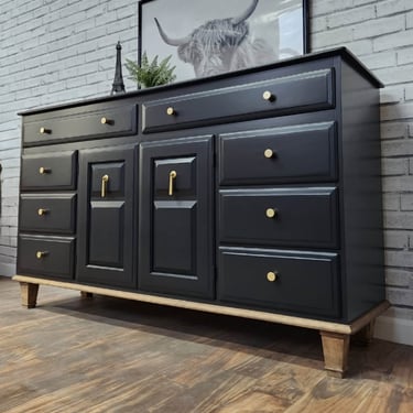 Available!! Black solid Maple Painted Vintage Buffet 