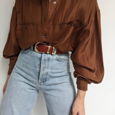 Vintage Chocolate Silk Blouse