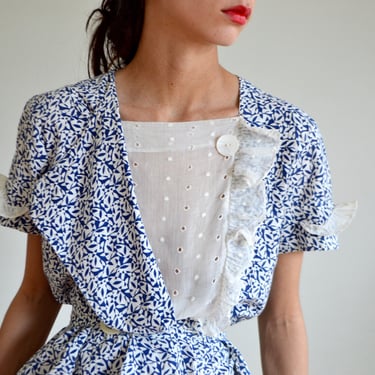 cotton eyelet inlay 1930s cotton day dress 