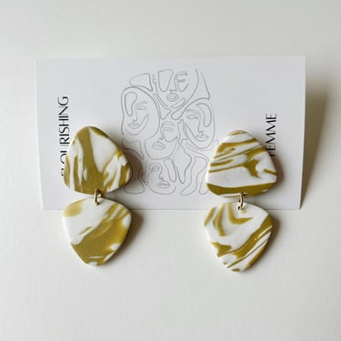 Green + White Swirl Earrings by Flourishing Femme