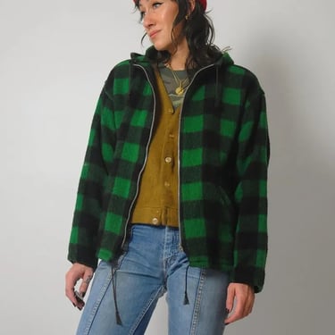 1970's Green Plaid Wool Jacket