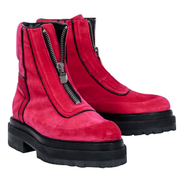 Pierre Hardy - Hot Pink Velvet Platform Boots Sz 10