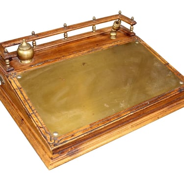 Antique Desk, Slant Front Lift Top Portable Desk, Brass Writing, Inkwell, 1800's!!