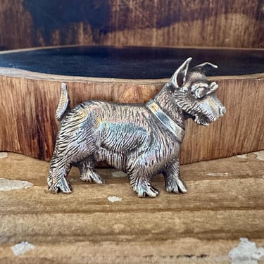 VINTAGE SCOTTISH TERRIER Sterling Silver Dog Pin | Terrier Dog Brooch | Silver Dog Jewelry | Mans Best Friend 