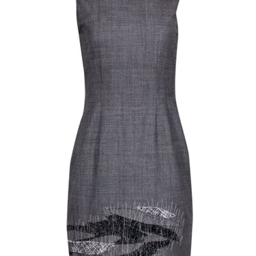 Elie Tahari - Grey Tank Dress w/ Applique and Stitched Detail Sz M
