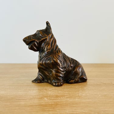 Vintage Bronze Sculpture Dog Scottish Terrier Scottie 